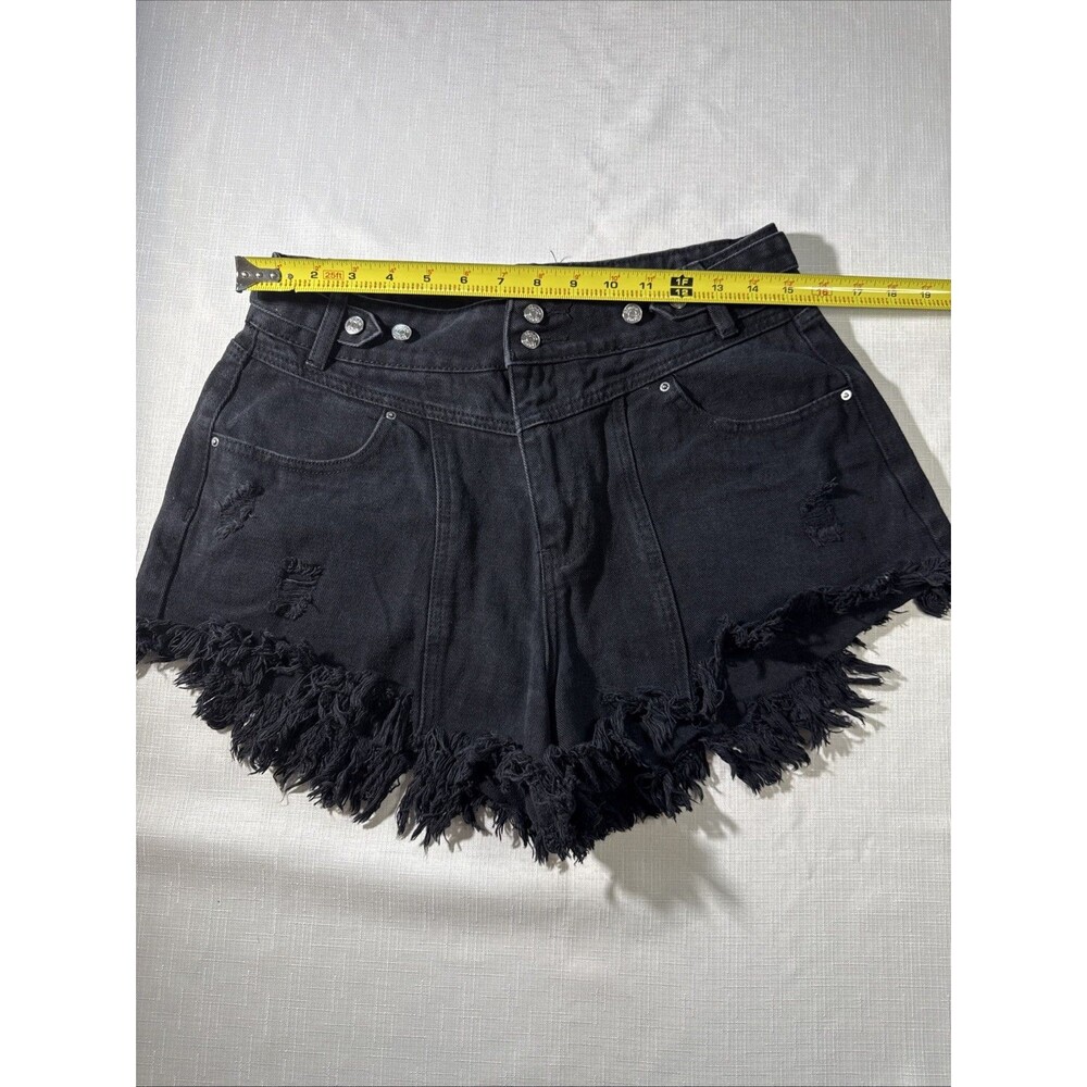 Simple Society Black Cut Off Jean Short Size 11